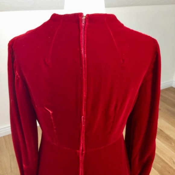 Vintage Red Velvet Maxi Dress - Picture 5 of 6